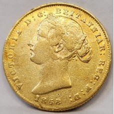 AUSTRALIA 1868 . ONE 1 GOLD SOVEREIGN . SYDNEY . GOLD